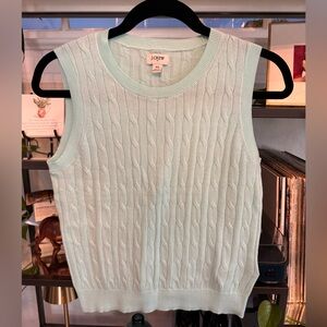 J Crew Vest Womens Size M White Cable Knit Lightweight Pullover Crew Preppy